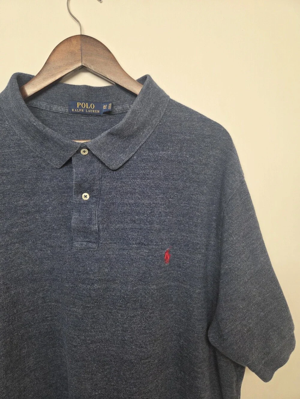 Polo Ralph Lauren 2XLT Tall Heather Navy Polo Shirt Cotton Mesh